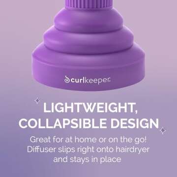 Curl Keeper Diffuser Hair Dryer for Curly Hair - Pop Up Silicone Hair Diffuser Attachment for Blow Dryers - Travel-Friendly & Universal Adjustable Hairdryer Attachment for Frizz-Free Curls