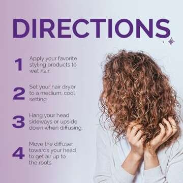 Curl Keeper Diffuser Hair Dryer for Curly Hair - Pop Up Silicone Hair Diffuser Attachment for Blow Dryers - Travel-Friendly & Universal Adjustable Hairdryer Attachment for Frizz-Free Curls