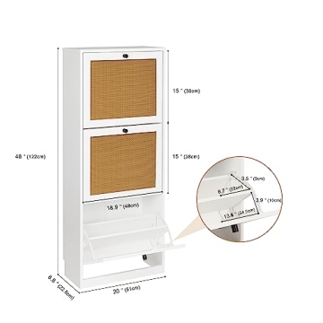 Anmytek Rattan Shoe Cabinet for Efficient Shoe Storage