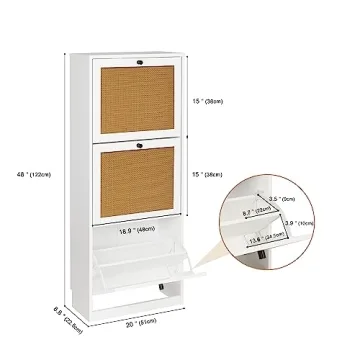 Anmytek Rattan Shoe Cabinet for Efficient Shoe Storage