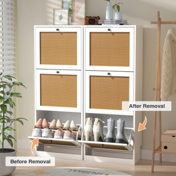 Anmytek Rattan Shoe Cabinet for Efficient Shoe Storage