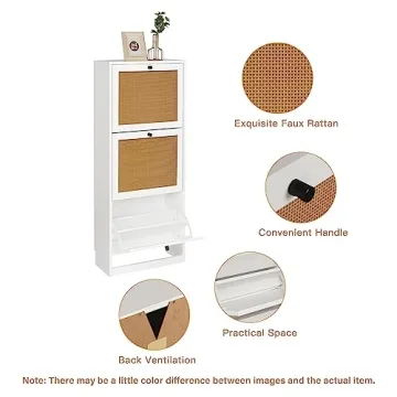 Anmytek Rattan Shoe Cabinet for Efficient Shoe Storage