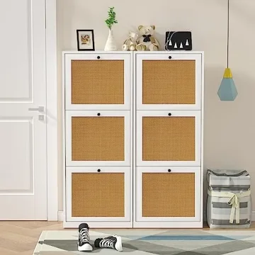 Anmytek Rattan Shoe Cabinet for Efficient Shoe Storage