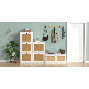 Anmytek Rattan Shoe Cabinet for Efficient Shoe Storage