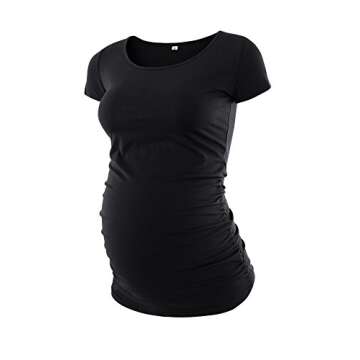 Liu & Qu Womens Maternity Tops Short Sleeve Round Neck Pregnancy Shirts 3 Packs