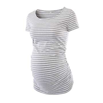 Liu & Qu Womens Maternity Tops Short Sleeve Round Neck Pregnancy Shirts 3 Packs