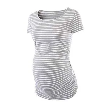Liu & Qu Womens Maternity Tops Short Sleeve Round Neck Pregnancy Shirts 3 Packs
