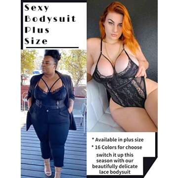 Aranmei Lingerie for Women Eyelash Lace Strappy Sexy Teddy Babydoll Lingerie with Snap Crotch Black