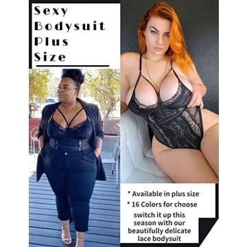 Aranmei Lingerie for Women Eyelash Lace Strappy Sexy Teddy Babydoll Lingerie with Snap Crotch Black