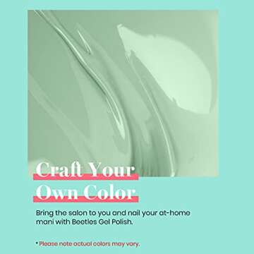Beetles Gel Nail Polish Eucalyptus Pastel Green Nail Polish, 15ml Emerald Olive Sage Green Gel Polish, Soak Off U V LED Nail Lamp Gel Polish Nail Art Manicure Salon DIY Home for Women