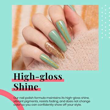 Beetles Gel Nail Polish Eucalyptus Pastel Green Nail Polish, 15ml Emerald Olive Sage Green Gel Polish, Soak Off U V LED Nail Lamp Gel Polish Nail Art Manicure Salon DIY Home for Women