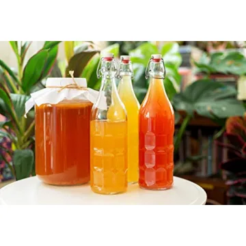 Eco-Friendly Flip Top Glass Bottles Set - 1L Size Pack of 6