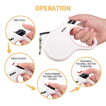 Fida Retractable Dog Leash for Small Dogs - 16 ft Heavy Duty