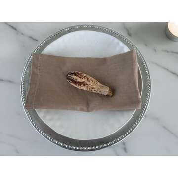 Linen Napkins –100% French Flax – Stonewashed Pure Linen Cloth Napkins - Size 18 Inch x 18 Inch ...