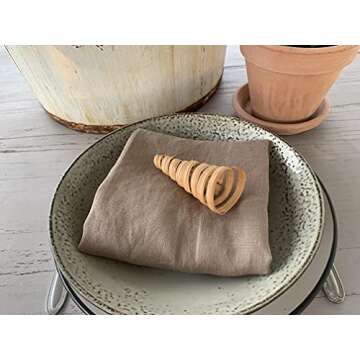 Linen Napkins –100% French Flax – Stonewashed Pure Linen Cloth Napkins - Size 18 Inch x 18 Inch – Set of 4 (Natural Rustic Taupe)