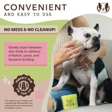 Natural Dog Wrinkle Wipes for All Breeds - 50 Count