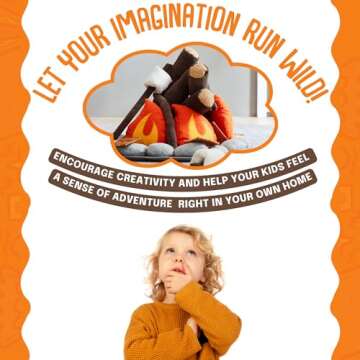 HUNIIHOME Pretend Campfire - Sensory Play Camping Toy Set with Plush Fire, Logs and Stones - 17 Piece Camping Playset - Safe, Soft, Fake Fire Pit for Kids - Felt Campfire Playset for Kids