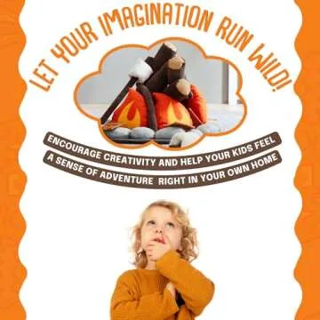 HUNIIHOME Pretend Campfire - Sensory Play Camping Toy Set with Plush Fire, Logs and Stones - 17 Piece Camping Playset - Safe, Soft, Fake Fire Pit for Kids - Felt Campfire Playset for Kids