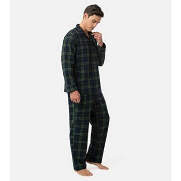 LAPASA Men's Pajama Set 100% Cotton Flannel Top Long Sleeve & Bottom Pants Plaid Sleepwear PJ Sleepw...