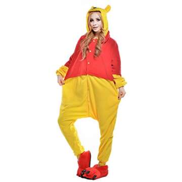 Unisex Animal/Cartoon Pajamas Onesie Party One-Piece Custome Gifts for Halloween Christmas (Winnie The Pooh, S)