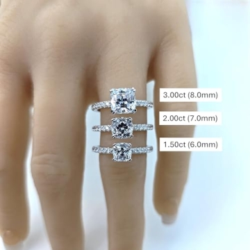 NANA Jewels Stunning 8mm Cushion Cut Silver Ring