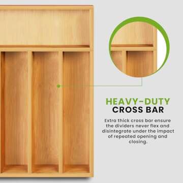 Utopia Kitchen Bamboo Silverware Organizer with 5 Compartments