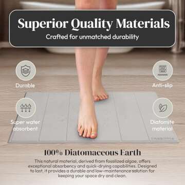 OResome Luxury Quick Dry Stone Bath Mat, Minimalist Easy to Clean Diatomaceous Earth Mat, Super Absorbent Stone Bath Mats for Bathroom and Shower, Water-Absorbing Tapete de Piedra para Baño (1 Pack)