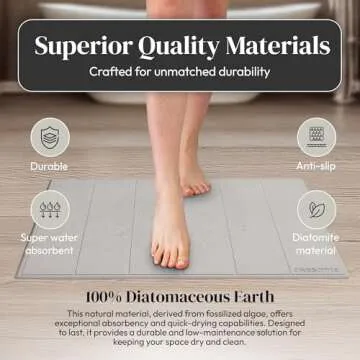 OResome Luxury Quick Dry Stone Bath Mat, Minimalist Easy to Clean Diatomaceous Earth Mat, Super Absorbent Stone Bath Mats for Bathroom and Shower, Water-Absorbing Tapete de Piedra para Baño (1 Pack)