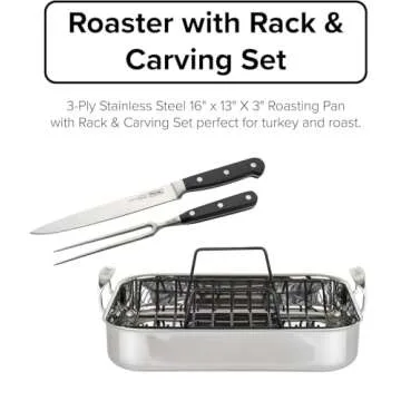 Viking Culinary 3-Ply Stainless Steel Roasting Pan with Rack