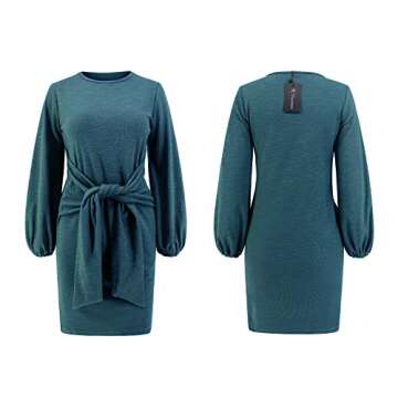Elegant Knitted Tie Waist Dress for Fall and Winter