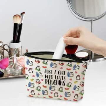 Jeilink Cute Penguin Makeup Bag - Penguin Gifts & Party Favors for Women, Girls & Animal Lovers - Fu...