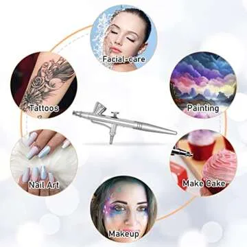 Airbrush Makeup Set Pinkiou Air Brush Kit for Face Paint with Mini Compressor 0.4mm Needle and Nozzle Nail Body Paint SP16 (RED)