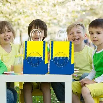 16 Pieces Yellow Cartoon Party Gift Bags,Yellow Theme Cartoon Birthday Party Decoration