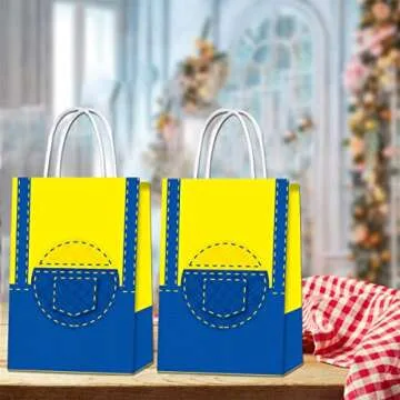 16 Pieces Yellow Cartoon Party Gift Bags,Yellow Theme Cartoon Birthday Party Decoration