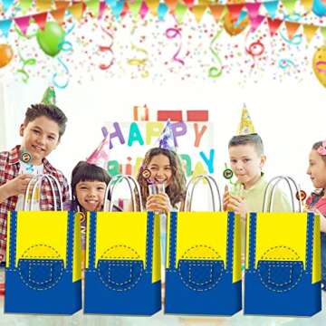 16 Pieces Yellow Cartoon Party Gift Bags,Yellow Theme Cartoon Birthday Party Decoration