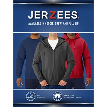 Jerzees Full Zip Hoodie Comfortable Stylish Versatile All-Year