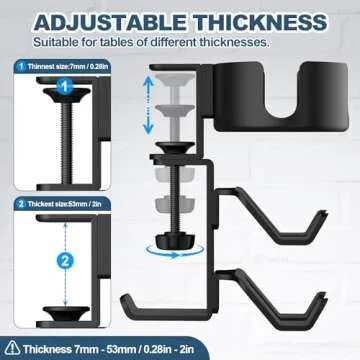 POWNEW 4 in 1 Desk Cup Holder with Headphone Hanger and Controller Stand Gaming Accessories, Universal Adjustable & Rotating Upgraded Arm Clamp for Coffee Mugs, Water Bottles, Headphones, Controller.