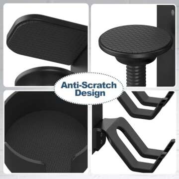 POWNEW 4 in 1 Desk Cup Holder with Headphone Hanger and Controller Stand Gaming Accessories, Universal Adjustable & Rotating Upgraded Arm Clamp for Coffee Mugs, Water Bottles, Headphones, Controller.