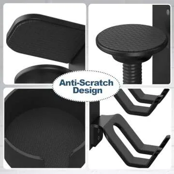 POWNEW 4 in 1 Desk Cup Holder with Headphone Hanger and Controller Stand Gaming Accessories, Universal Adjustable & Rotating Upgraded Arm Clamp for Coffee Mugs, Water Bottles, Headphones, Controller.