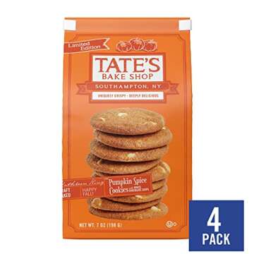 Tate's Bake Shop Pumpkin Spice Cookies, Limited Edition Cookies, 4 - 6.5 oz Bags