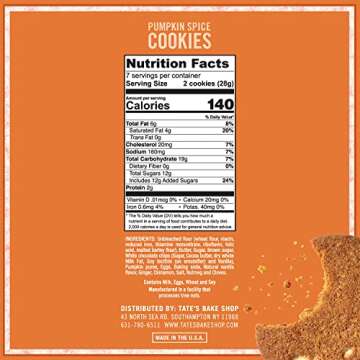 Tate's Bake Shop Pumpkin Spice Cookies, Limited Edition Cookies, 4 - 6.5 oz Bags