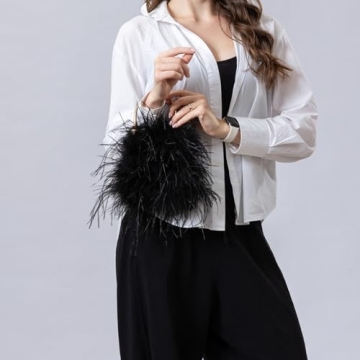 Luxurious LVCOMEFF Ostrich Feather Evening Purse