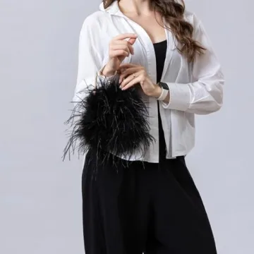 Luxurious LVCOMEFF Ostrich Feather Evening Purse