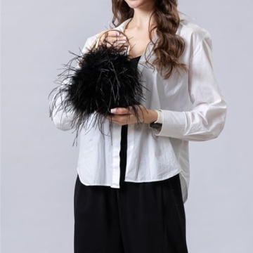 Luxurious LVCOMEFF Ostrich Feather Evening Purse