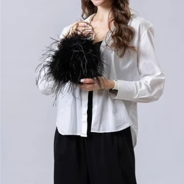 Luxurious LVCOMEFF Ostrich Feather Evening Purse