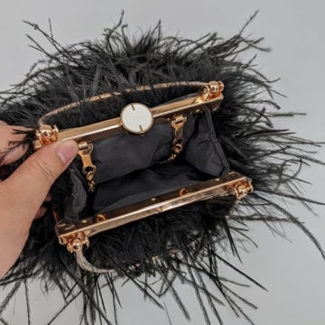 Luxurious LVCOMEFF Ostrich Feather Evening Purse