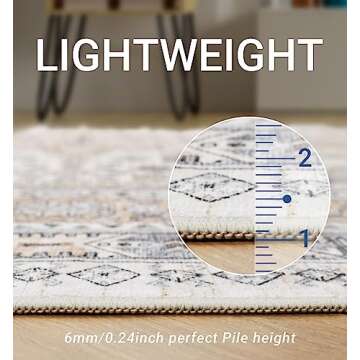 zesthome 8x10 Area Rugs for Living Room,Non-Slip Backing Washable Rugs,Vintage Large Area Rug，Stain Resistant Home Decor Rug (Beige,8'x10')