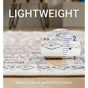 zesthome 8x10 Area Rugs for Living Room,Non-Slip Backing Washable Rugs,Vintage Large Area Rug，Stain Resistant Home Decor Rug (Beige,8'x10')