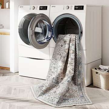 zesthome 8x10 Area Rugs for Living Room,Non-Slip Backing Washable Rugs,Vintage Large Area Rug，Stain Resistant Home Decor Rug (Beige,8'x10')