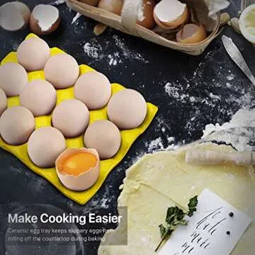 Flexzion Yellow Ceramic Egg Holder - Elegant & Functional